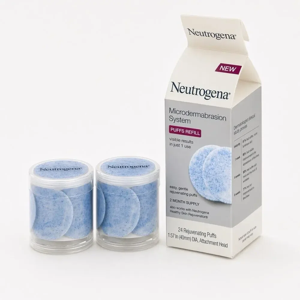 Neutrogena Microdermabrasion Rejuvenating Puffs Refill 24 Pads + Head New 55243